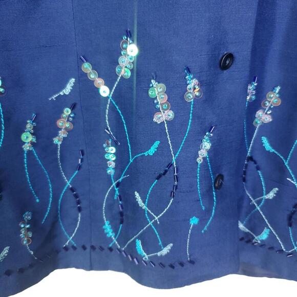 Vintage Jacket Womens M Silk Sequin Embroidered Florals Mature Formal Event ICE - Picture 8 of 9